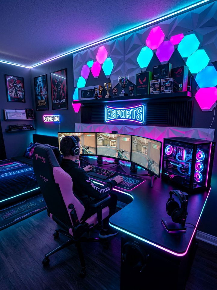 Neon esports bedroom - 30 esports bedroom ideas