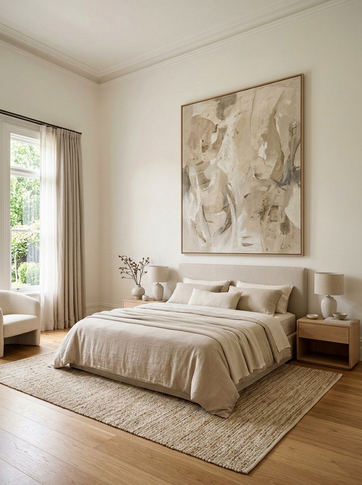 Neutral Abstract Wall Art - 30 beige bedroom accessories ideas