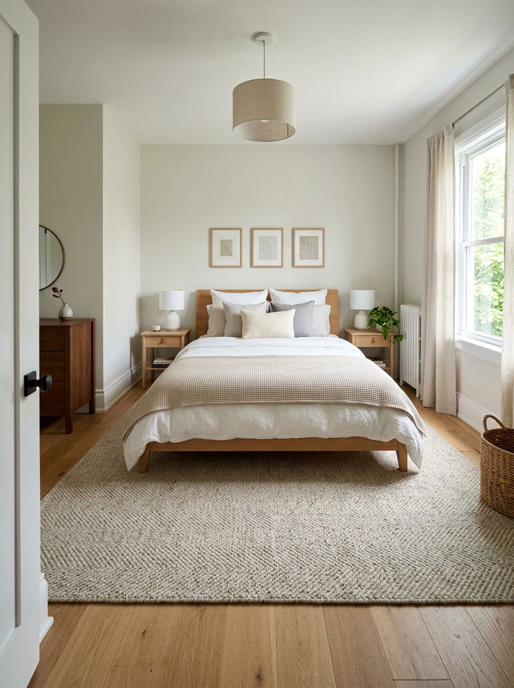 Neutral Area Rug - 30 narrow bedroom ideas