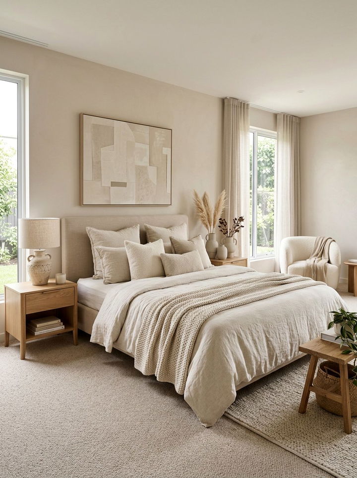 Neutral Beige Bedroom - 30 warm minimalist bedroom ideas