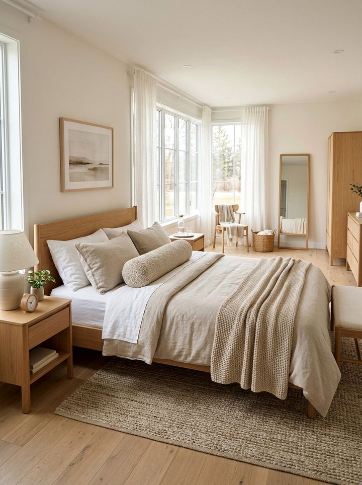 Neutral Boucle Bolster - 30 bedroom bolster pillows