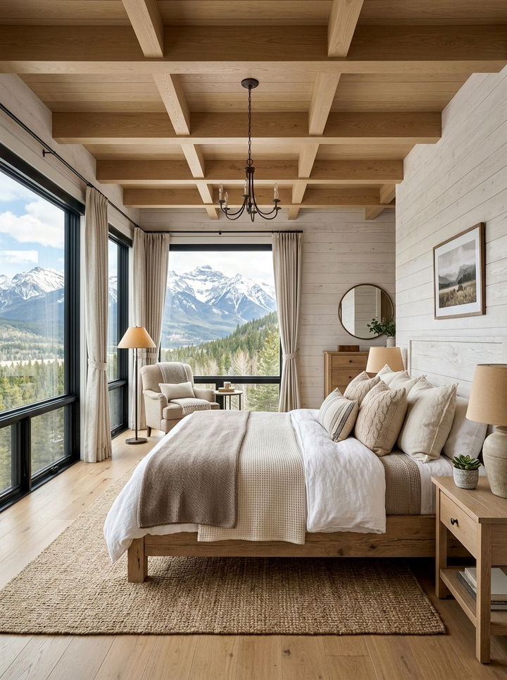Neutral Color Mountain Bedroom - 30 mountain house bedroom ideas