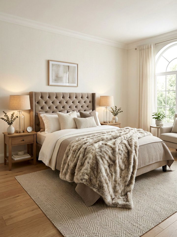 Neutral Faux Fur Throw - 30 bedroom faux fur throws