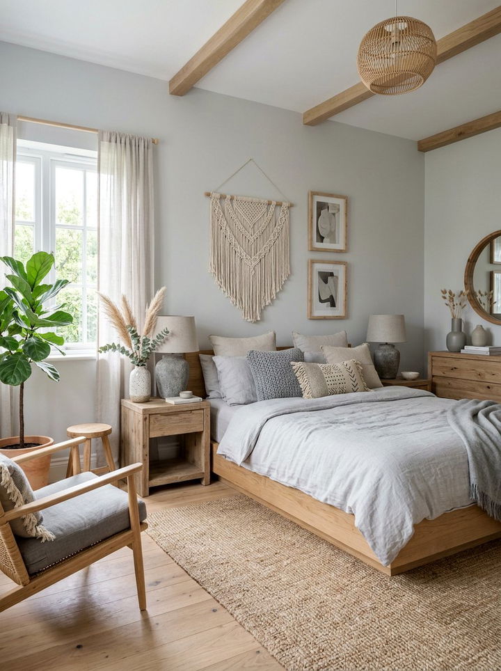 Neutral Gray Boho Bedroom - 30 bohemian gray bedroom ideas