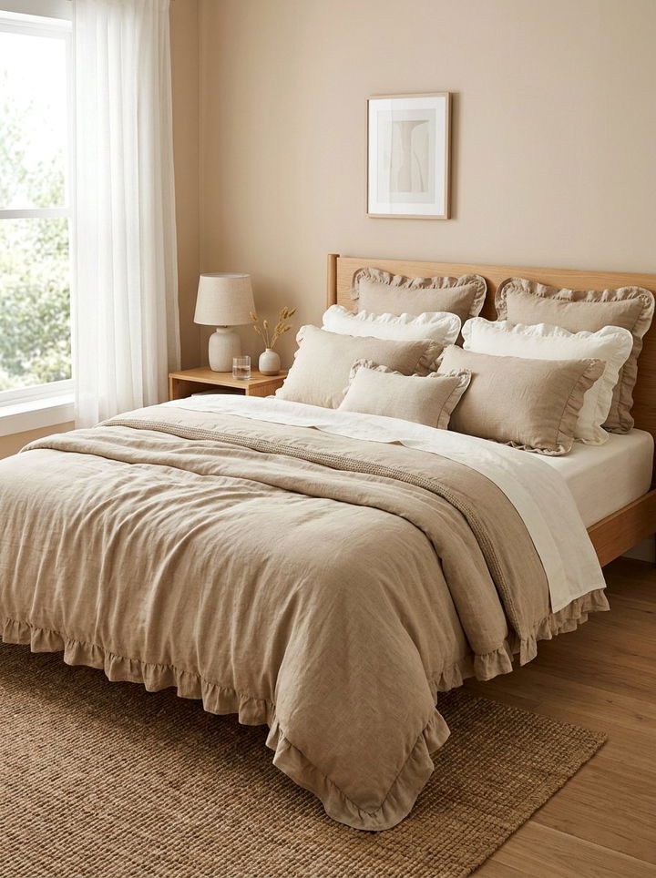 Neutral Linen Bedding - 30 bedroom soft settings