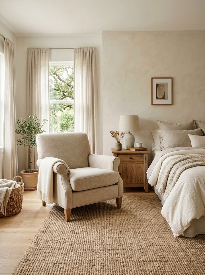 Neutral Linen Chair - 30 bedroom accent chairs