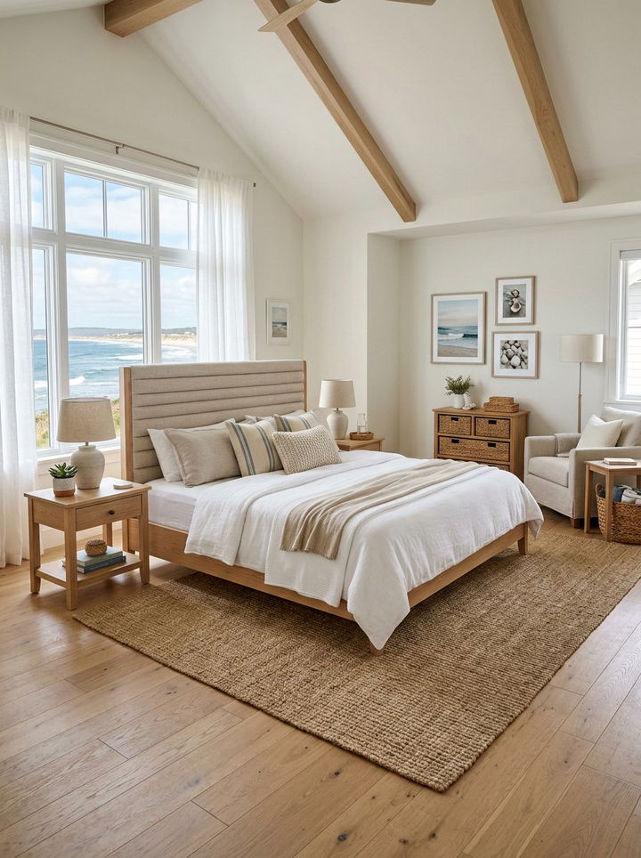 Neutral Linen Channel Headboard - 30 bedroom channel tufted headboards