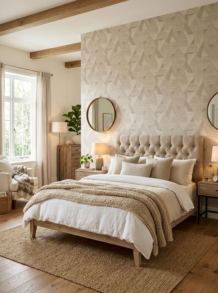 Neutral Tone Geometric Wallpaper - 30 bedroom geometric wallpapers