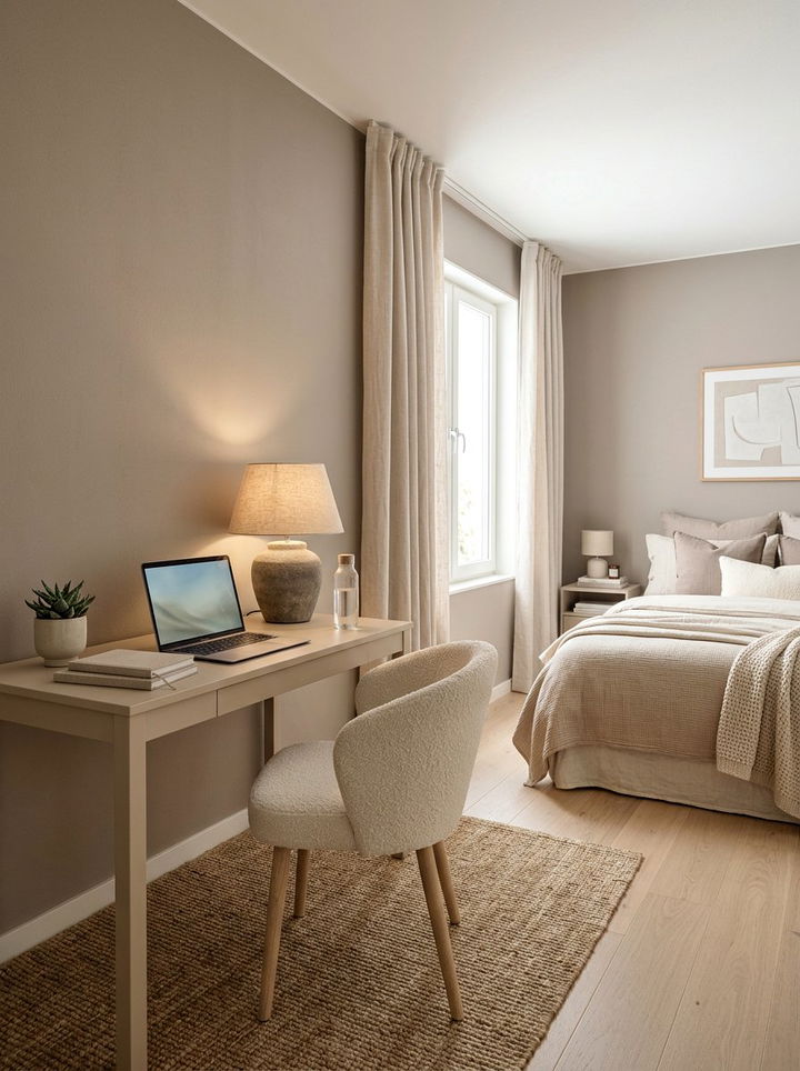 Neutral Tone Workspace - 30 bedroom home office ideas