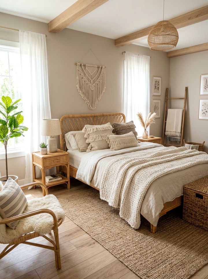 Neutral boho bedroom - 30 boho bedroom color ideas