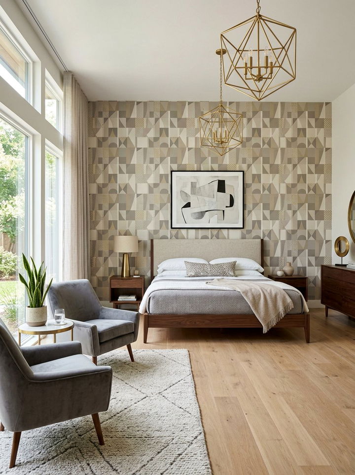 Neutral geometric wallpaper - 30 bedroom neutral wallpapers