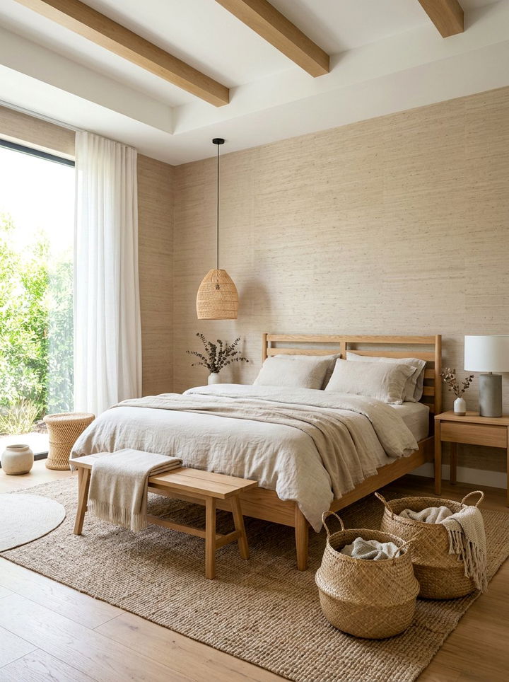 Neutral grasscloth wallpaper - 30 bedroom grasscloth wallpapers