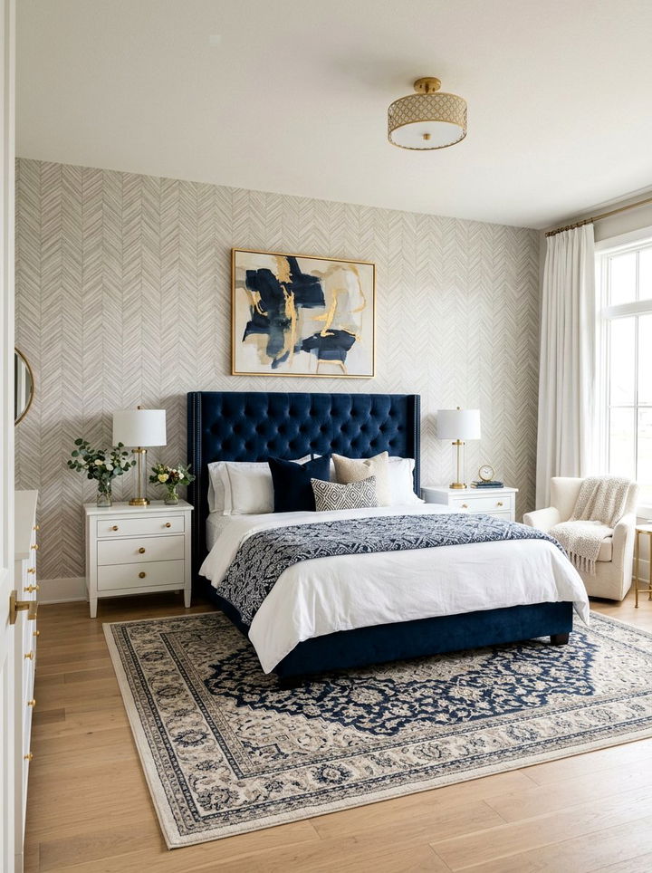 Neutral herringbone wallpaper - 30 bedroom neutral wallpapers