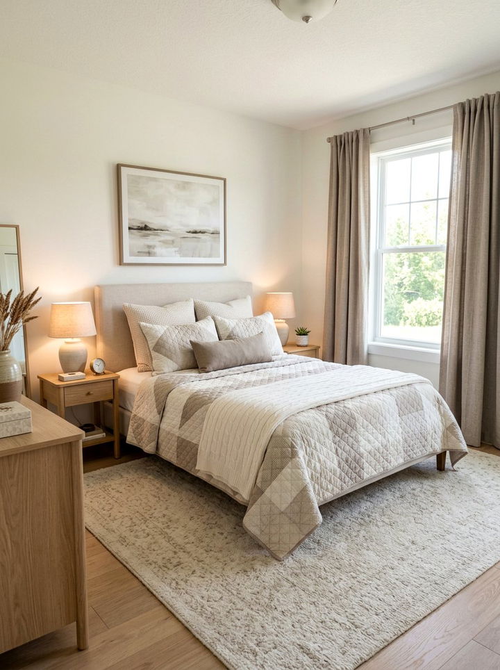 Neutral quilted bedding set - 30 quilted bedroom ideas