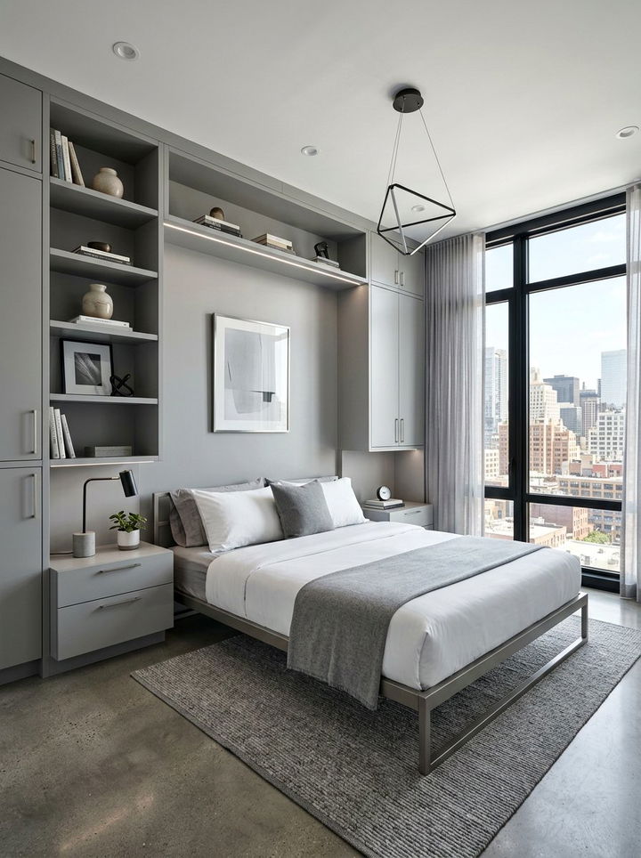 Nickel gray sleek bedroom - 30 all gray bedroom ideas