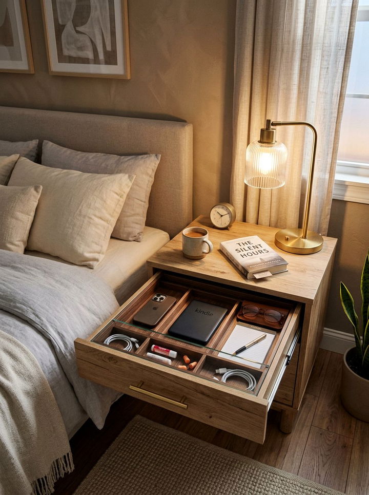 Nightstand Drawer Organizer - 30 bedroom drawer organization ideas