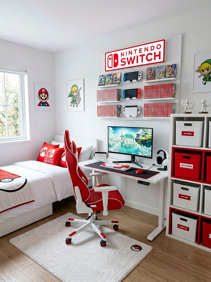 Nintendo Switch Gaming Bedroom - 30 geek bedroom ideas