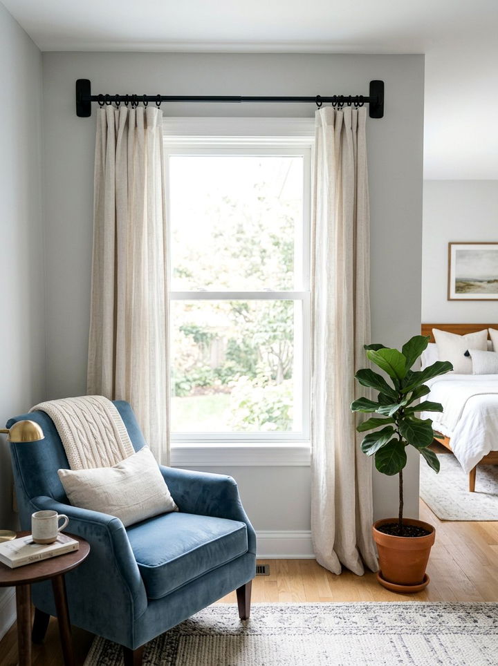 No Drill Curtain Rod - 30 command strip bedroom ideas