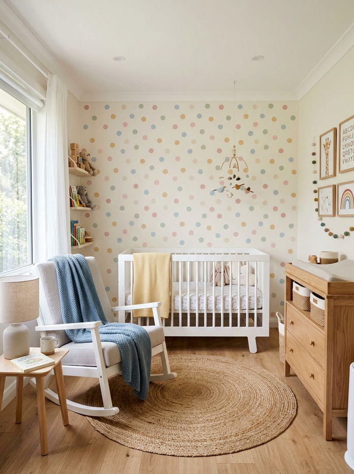 Nursery Polka Dot Wall - 30 bedroom polka dot walls