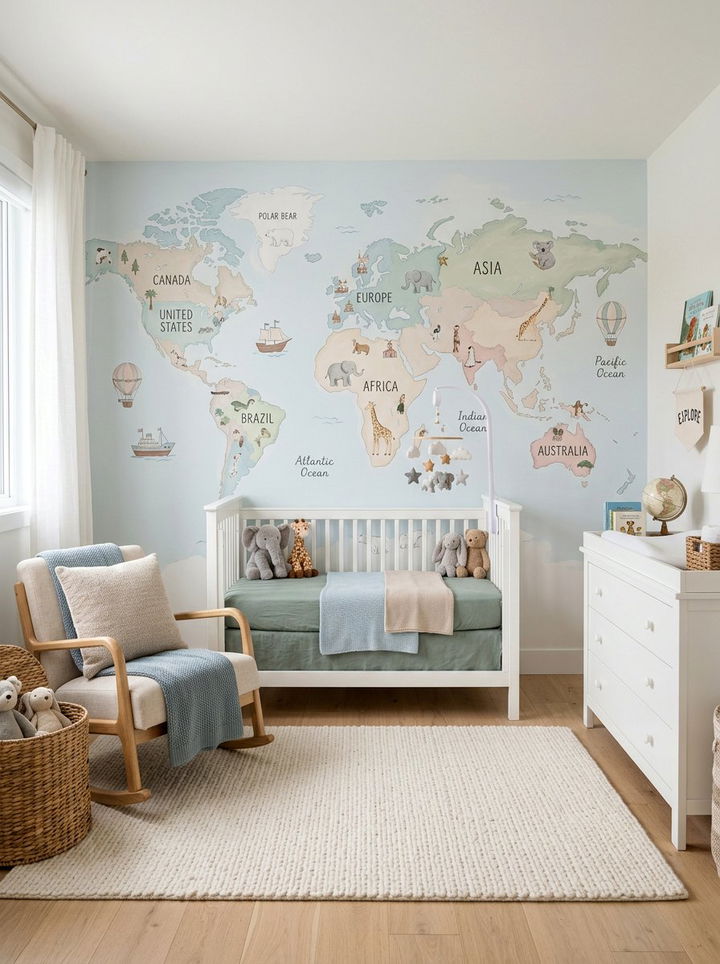 Nursery World Map Theme - 30 world map bedroom ideas