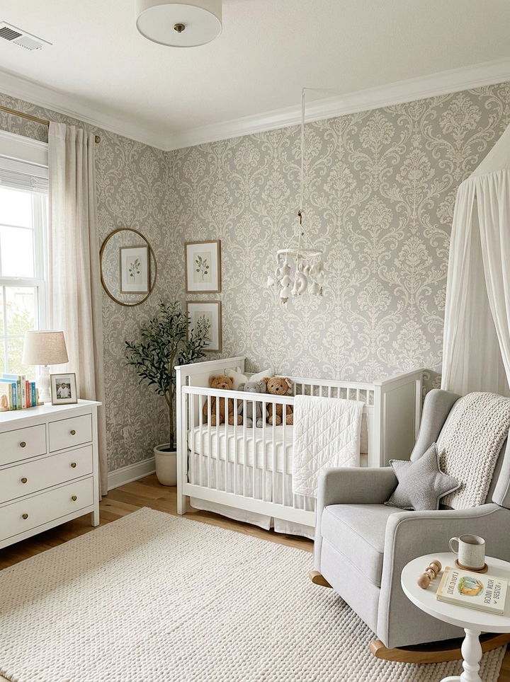 Nursery damask wallpaper - 30 bedroom damask wallpapers