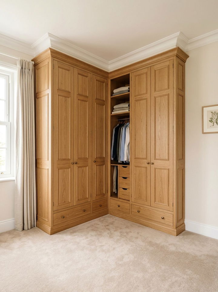 Oak Corner Wardrobe - 30 bedroom oak furniture ideas