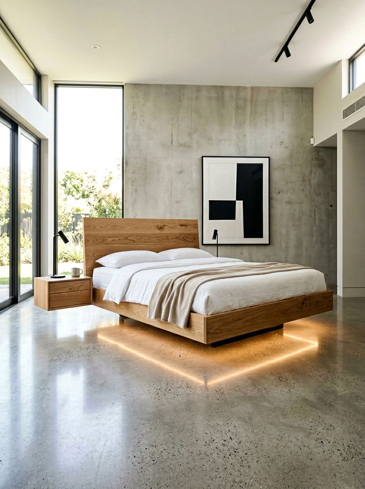 Oak Floating Bed - 30 bedroom oak furniture ideas