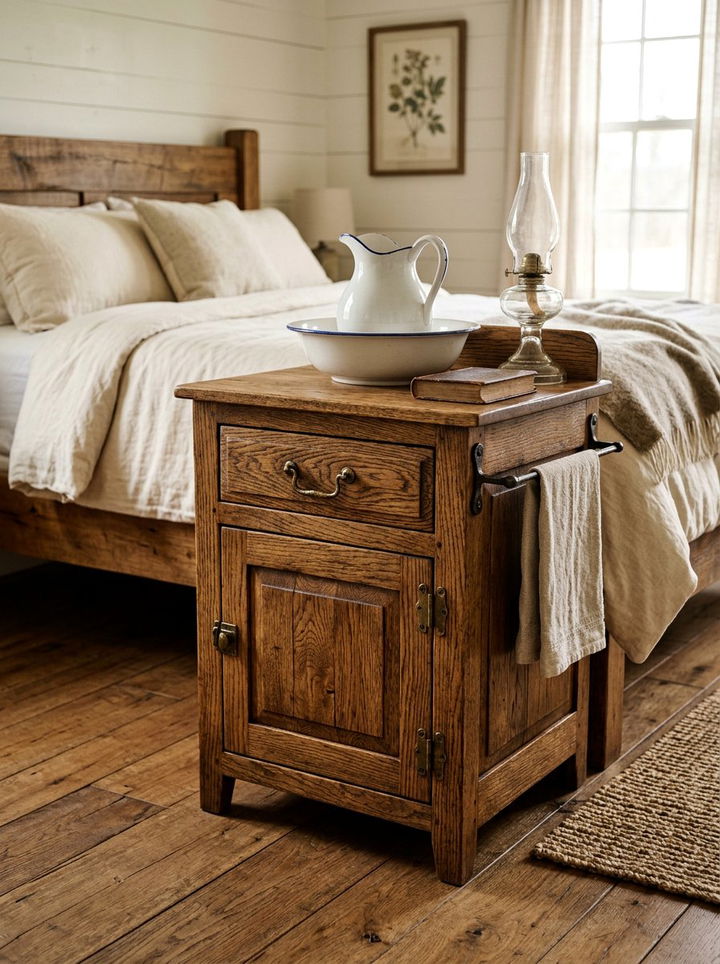 Oak Washstand Nightstand - 30 bedroom vintage nightstands