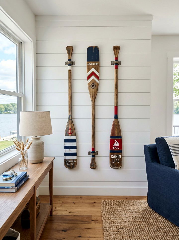 Oar Wall Decor - 30 nautical bedroom ideas
