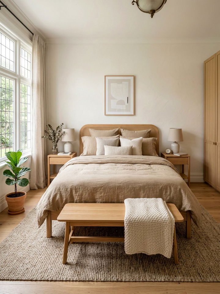 Oatmeal linen bedding - 30 linen bedroom ideas