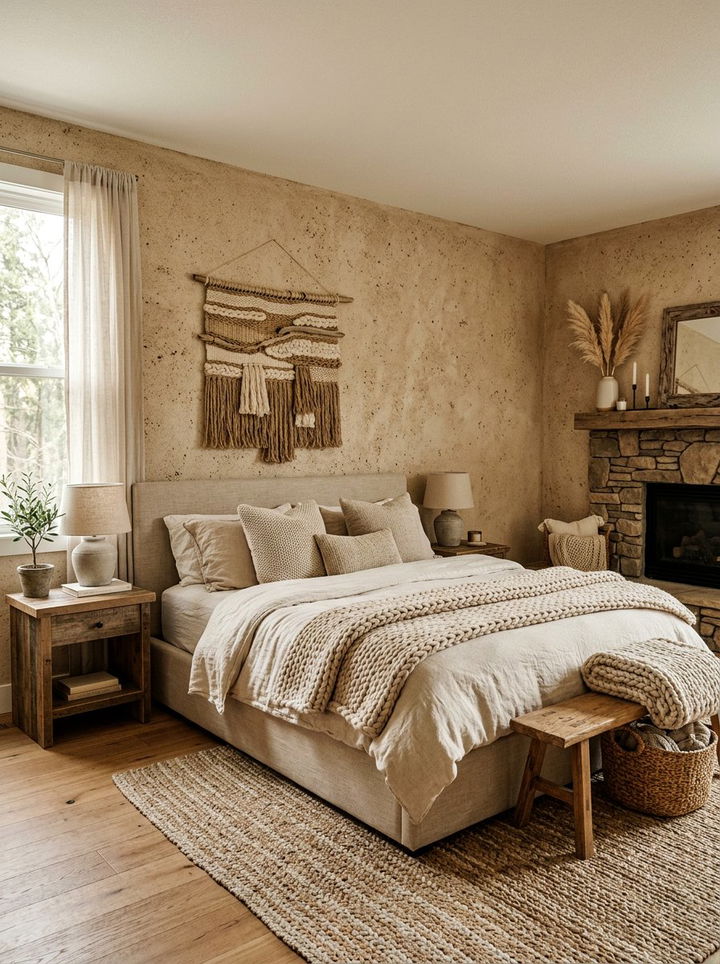 Oatmeal textured bedroom - 30 pale color bedroom ideas