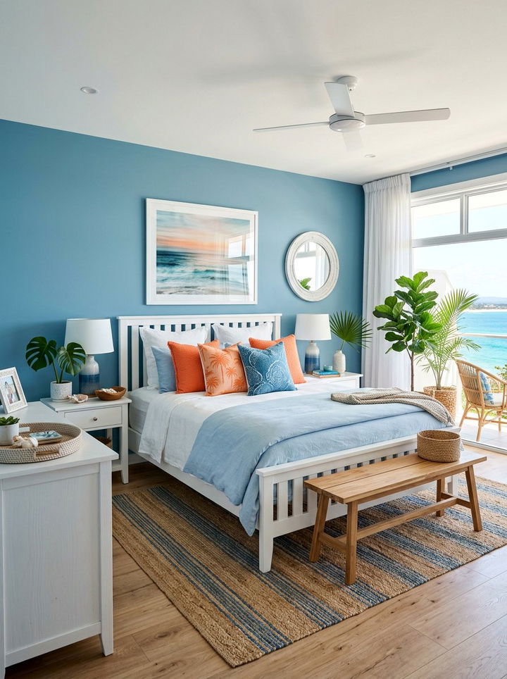 Ocean Blue And Papaya Bedroom - 30 orange and blue bedroom color combo