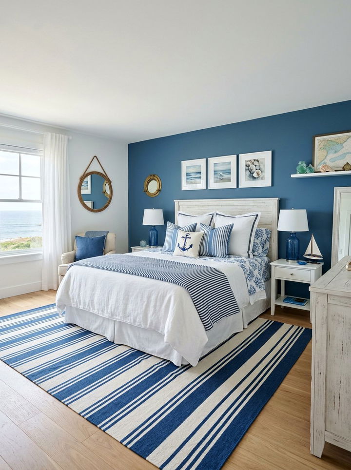 Ocean Blue Bedroom - 30 blue and white bedroom ideas