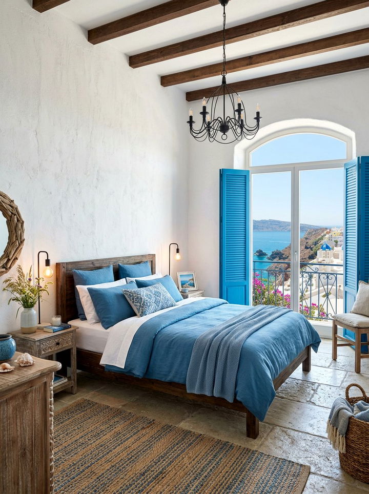 Ocean Blue Mediterranean Bedroom - 30 modern blue bedroom ideas