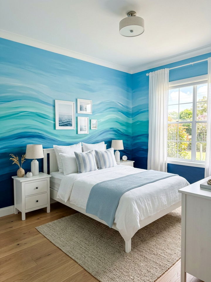 Ocean Wave Wall Paint - 30 pirate bedroom ideas