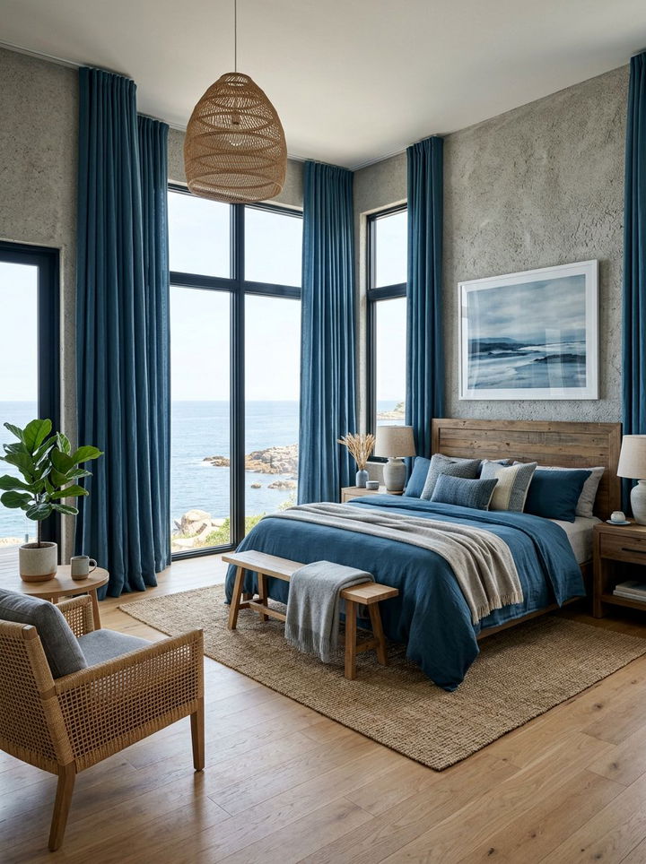 Ocean blue and pebble gray bedroom - 30 blue and gray bedroom ideas