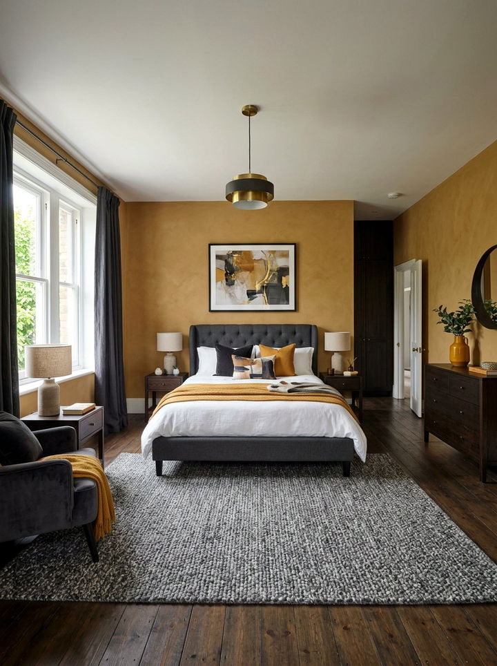 Ochre And Charcoal Bedroom - 30 maximalist bedroom color ideas