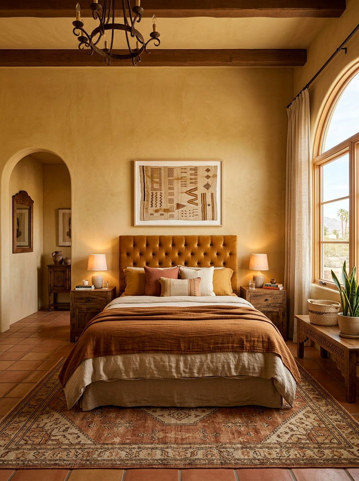 Ochre Yellow Bedroom - 30 desert bedroom color ideas