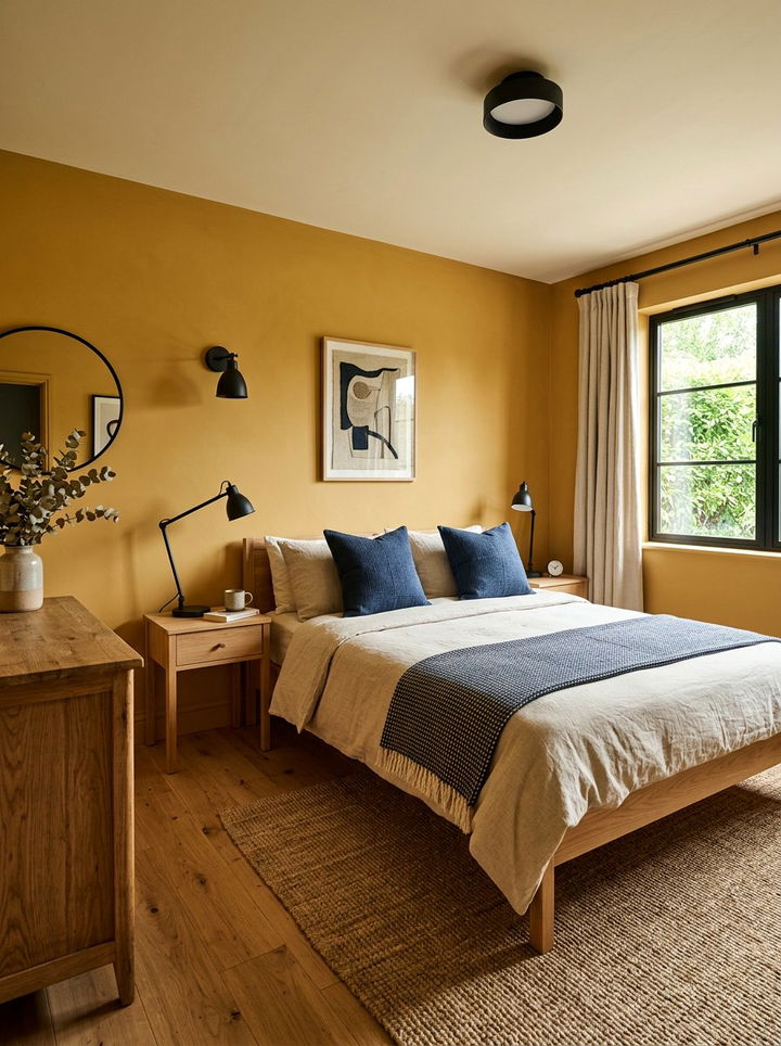 Ochre Yellow Warm Room - 30 rich color bedroom ideas