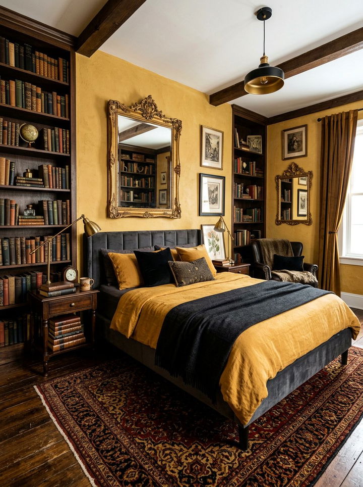 Ochre Yellow - 30 dark academia bedroom color ideas