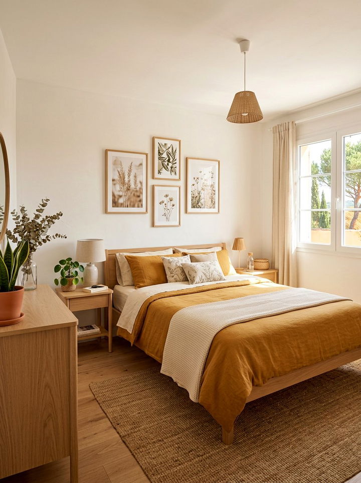 Ochre and cream bedroom - 30 earth tone bedroom ideas