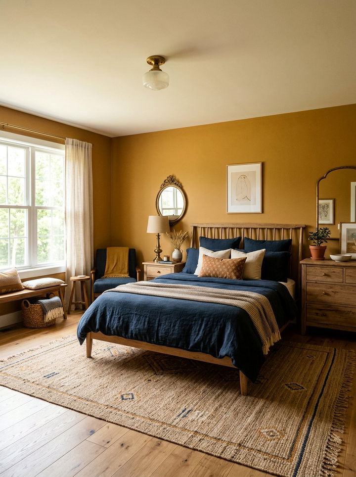 Ochre yellow bedroom - 30 earthy bedroom color ideas