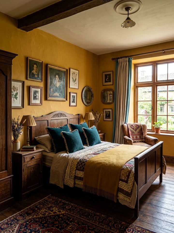 Ochre yellow bedroom interior - 30 nature inspired bedroom color ideas