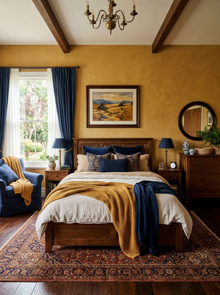 Ochre yellow bedroom - 30 cottagecore bedroom color ideas