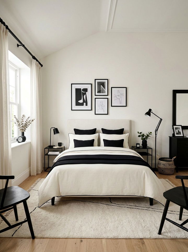 Off white bedroom with black accents - 30 off-white bedroom ideas