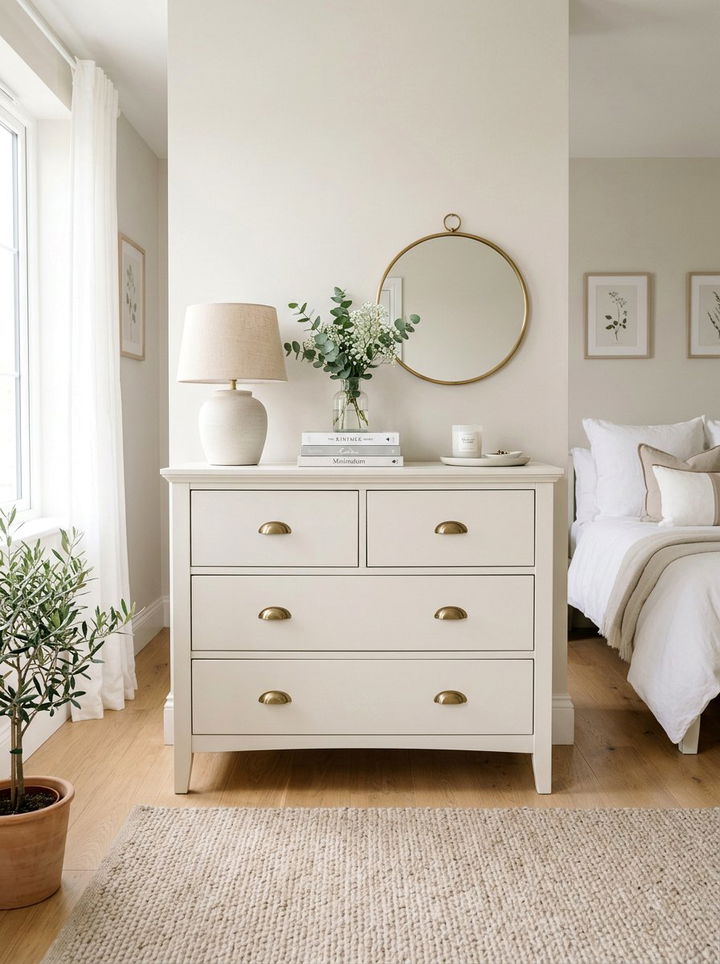 Off white chest of drawers - 30 beige bedroom furniture ideas