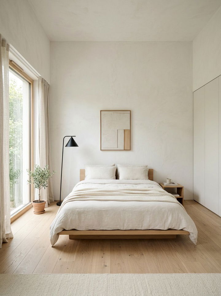 Off white minimalist bedroom - 30 pale color bedroom ideas