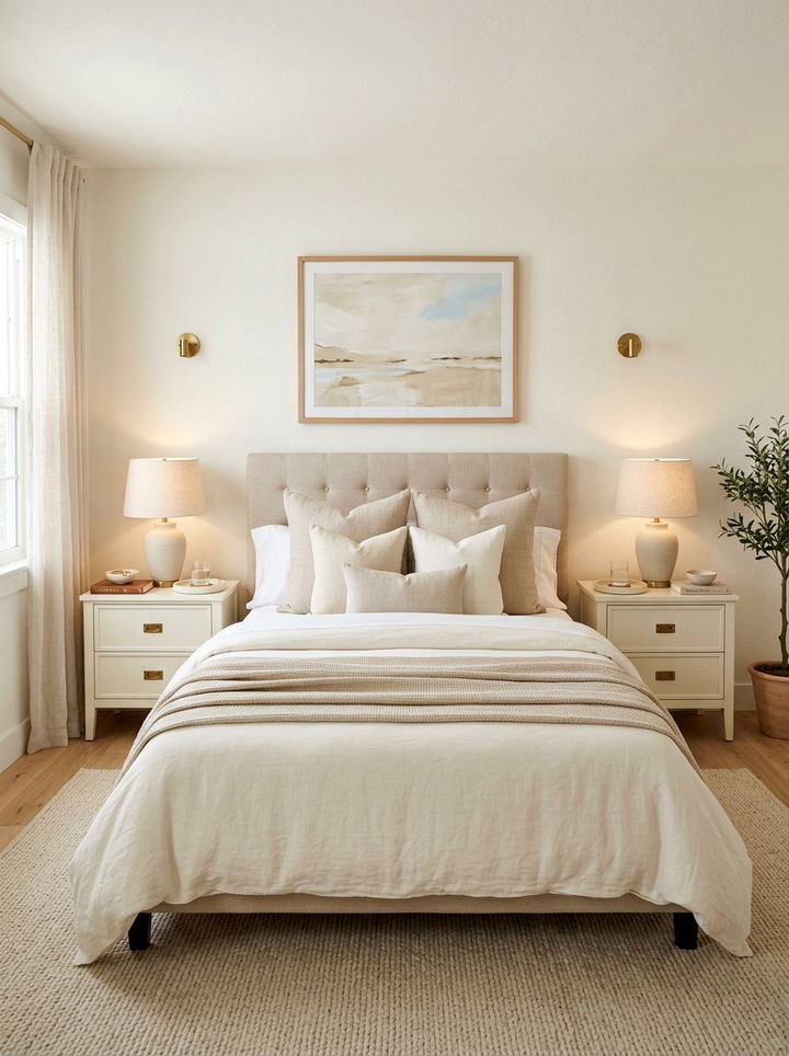 Off white nightstand set - 30 beige bedroom furniture ideas