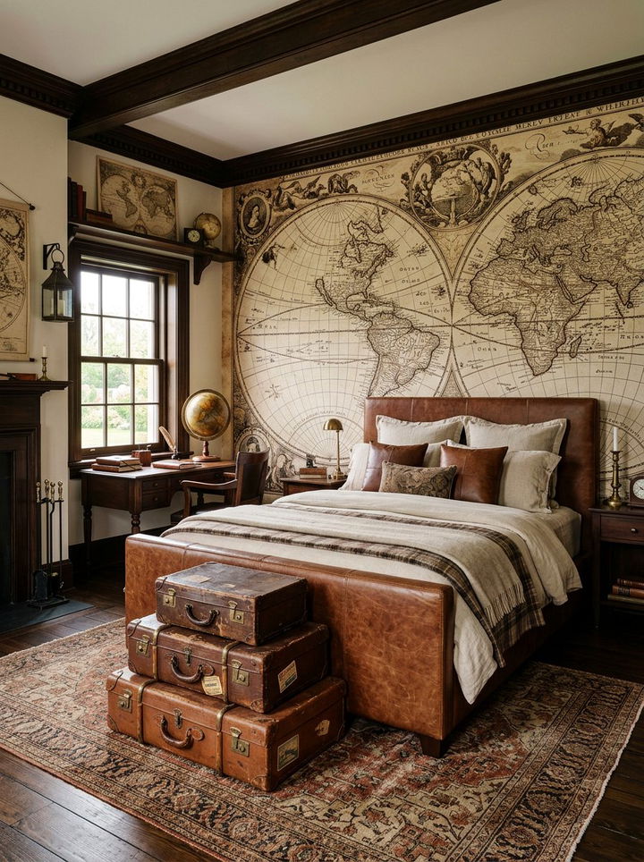 Old world map wallpaper - 30 bedroom vintage wallpapers