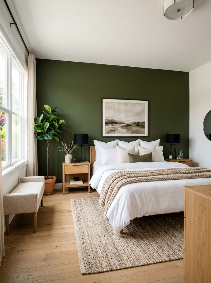 Olive Green Accent Wall - 30 olive green bedroom ideas